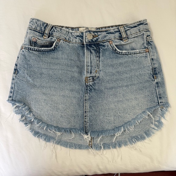 Free People Dresses & Skirts - Free People Denim Frayed Hem Mini Skirt